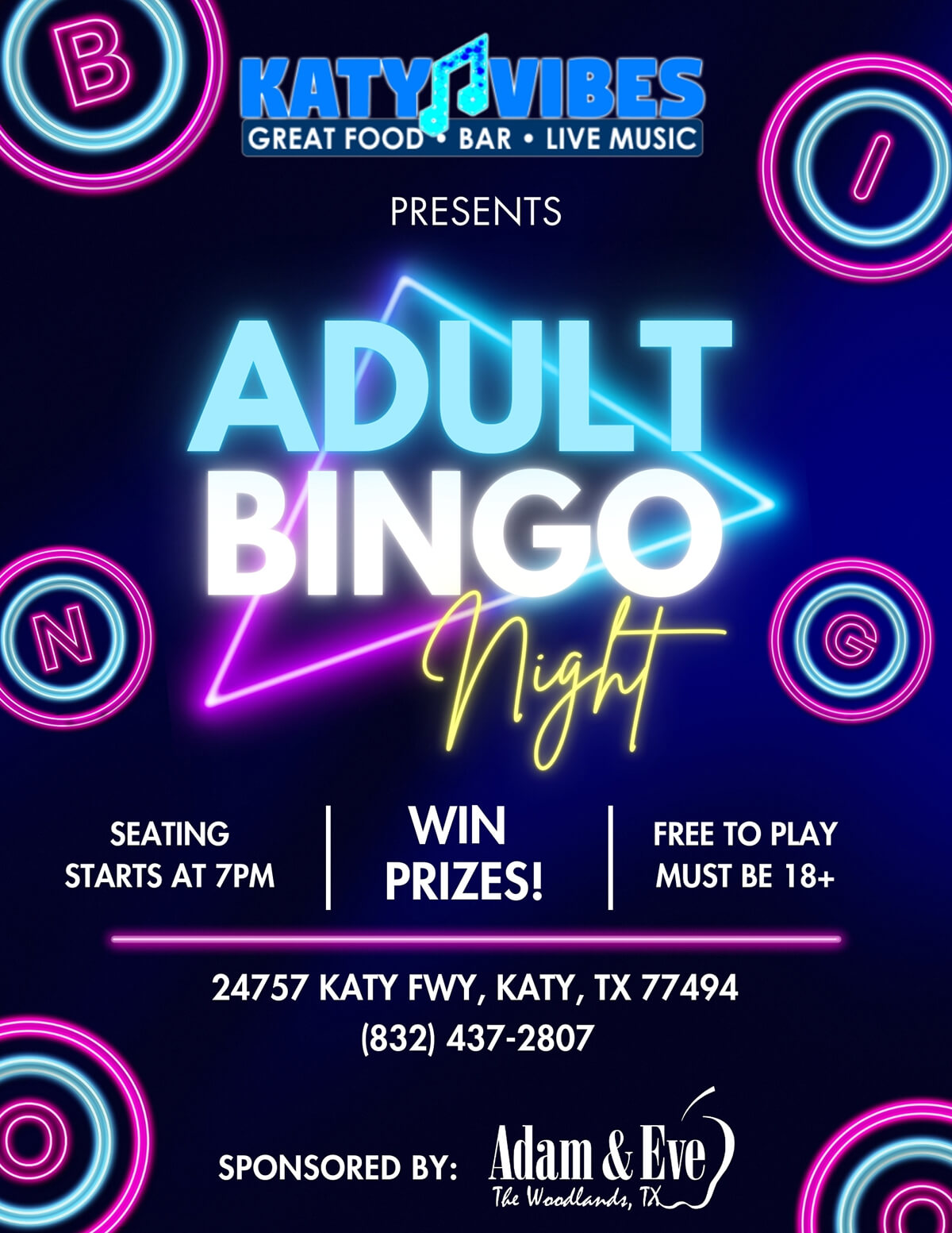 Katy Vibes Adult Bingo Night